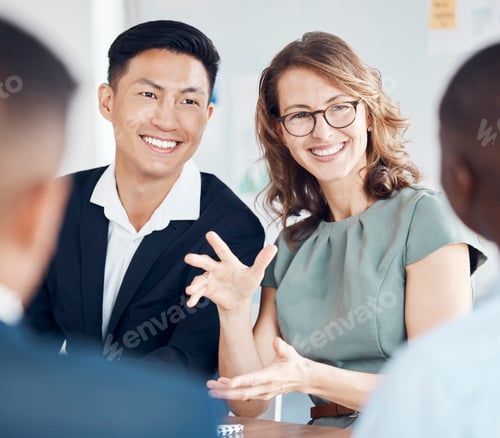 Preview: Marketing, planning and business people in a meeting, discussion and corporate collaboration at wor