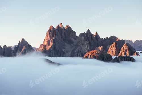 Preview: The peaks of the mountains stifle from a going thick fog. Unbelievable photo takes