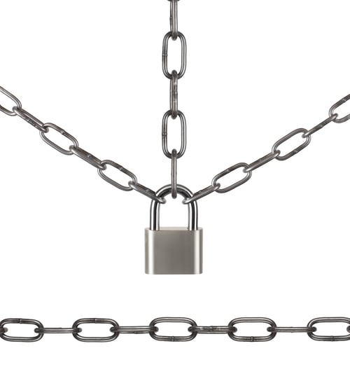 Preview: The padlock and chains isolated