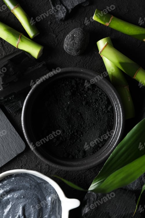 Preview: Concept of face and skin care - bamboo and charcoal
