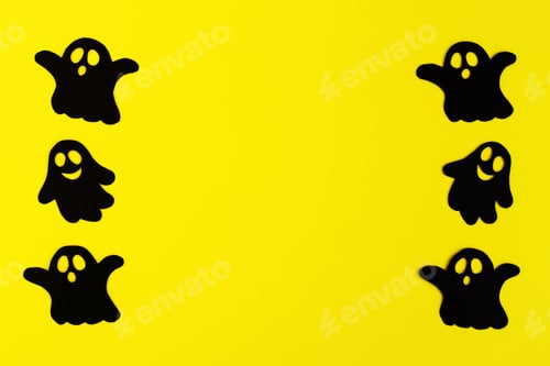 Preview: Frame from black paper ghosts on a yellow background