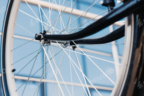 Preview: close-up view of bicycle wheel with tyre, selective focus