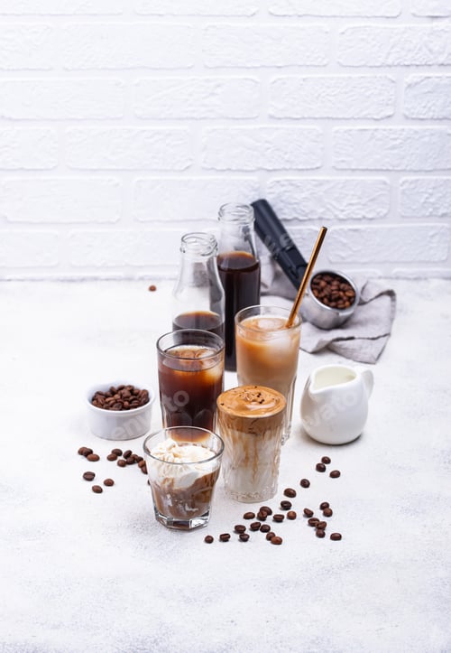 Preview: Different trendy cold coffee drink