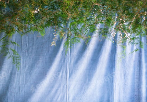 Preview: Beautiful flowers with green fern leaves wall background