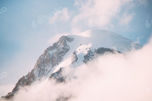 Preview: Georgia. Peak Of Mount Kazbek Covered With Snow. Kazbek Is A Stratovolcano And One Of Major