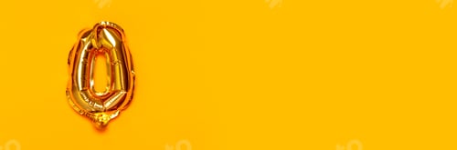 Preview: Zero number gold air balloon on a yellow background