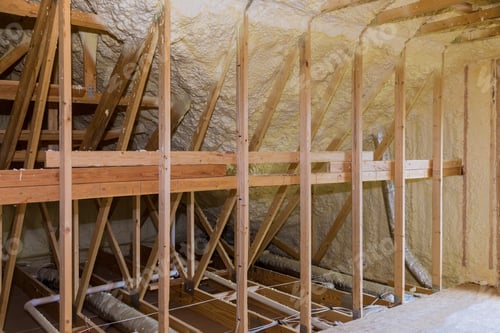 Preview: thermal and hidro insulation Inside wall insulation in wooden house, building under construction