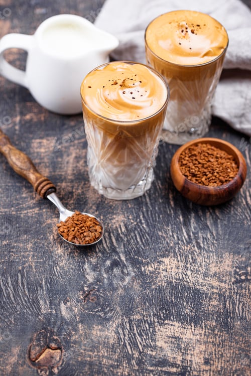 Preview: Dalgona whipped coffee with milk