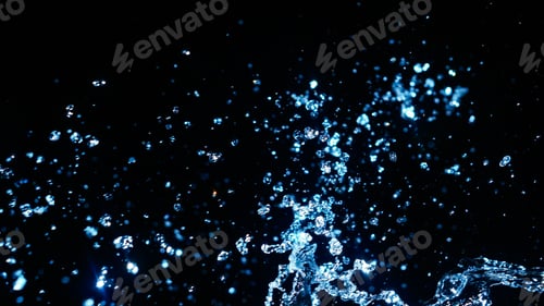 Preview: Blue Water Splash On Dark Background For Abstract Water Freshness Concept