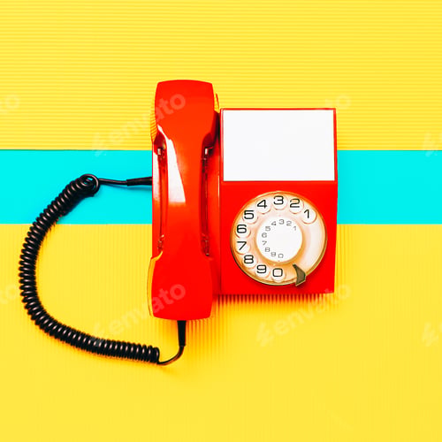 Preview: Retro Red Phone. Minimal art design Vintage vibes