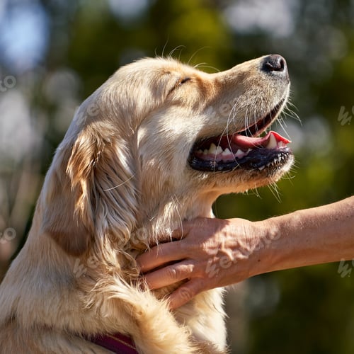 Preview: Golden retriever being pet - loyal partner friend for a life