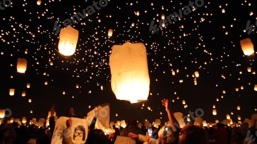 Preview: A lot of lanterns light flooding on sky at night
