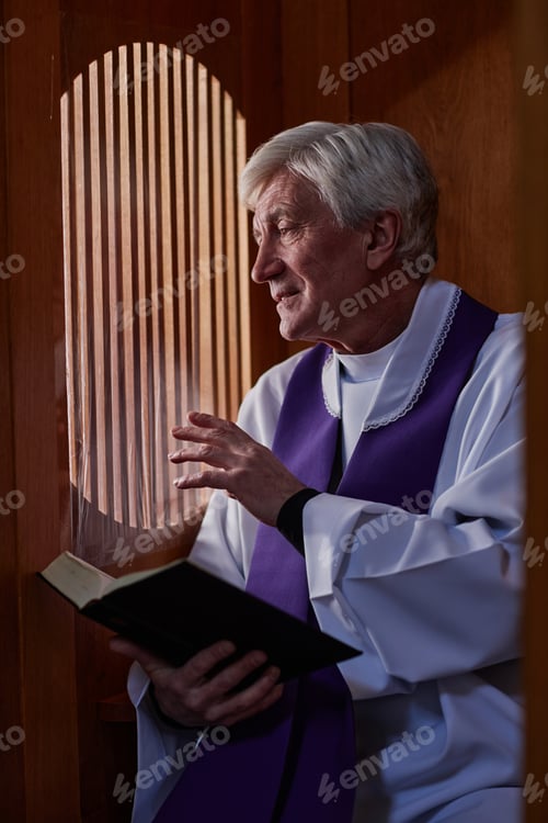 Preview: Priest listening to sinner in booth