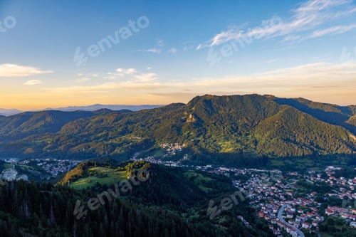 Preview: View from rock to town of Smolyan with meadows for cattle