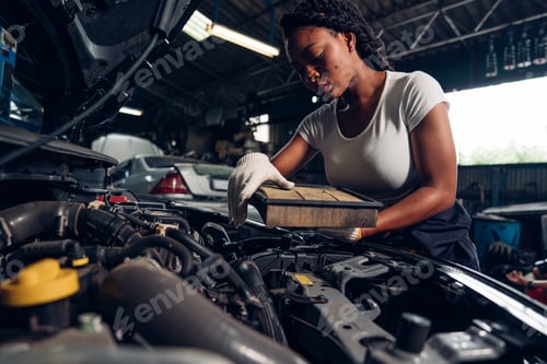 Preview: Auto mechanic are repair auto engine is problems at car repair shop.