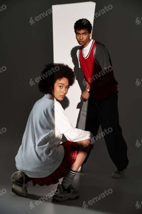 Preview: Stylish young couple exuding love and creativity in a modern artistic setting