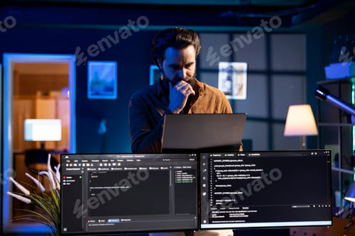 Preview: Programmer walking through apartment thinking how to solve coding problems