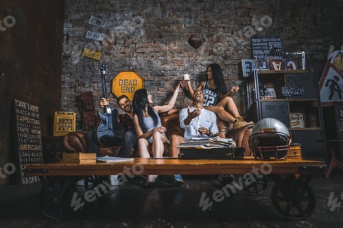 Preview: Group of friends partying at home