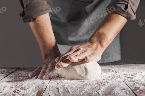 Preview: Chef making and kneading fresh dough