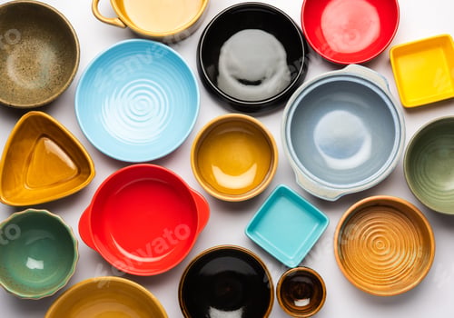 Preview: Empty ceramic bowls