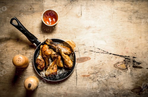 Preview: Fried chicken with tomato sauce.