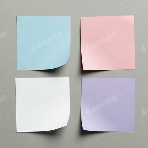 Preview: Stickers label close up on gray paper background