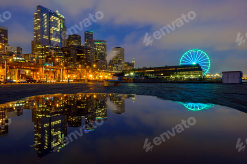 Preview: Number 12 illuminated in highrise, Seattle, Washington, United States