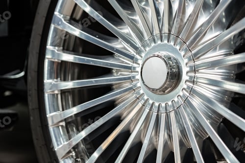 Preview: Close up view of a wheel of luxury car.