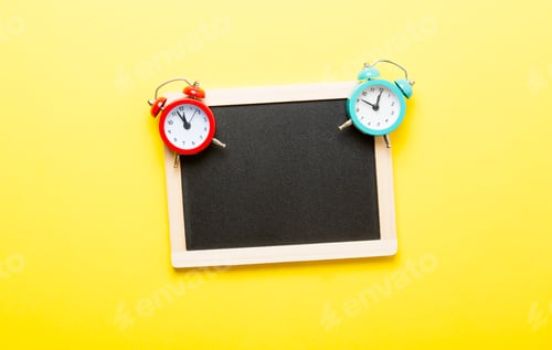 Preview: alarm clocks and blackboard