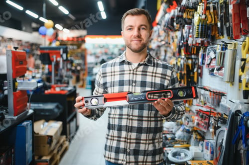Preview: A man in a hardware store choosing a tool