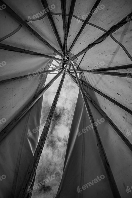 Preview: Low angle of a roof constructed in grayscale