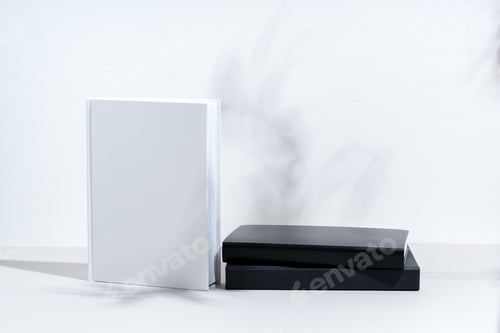 Preview: Black and white hardcover notepads on gray background