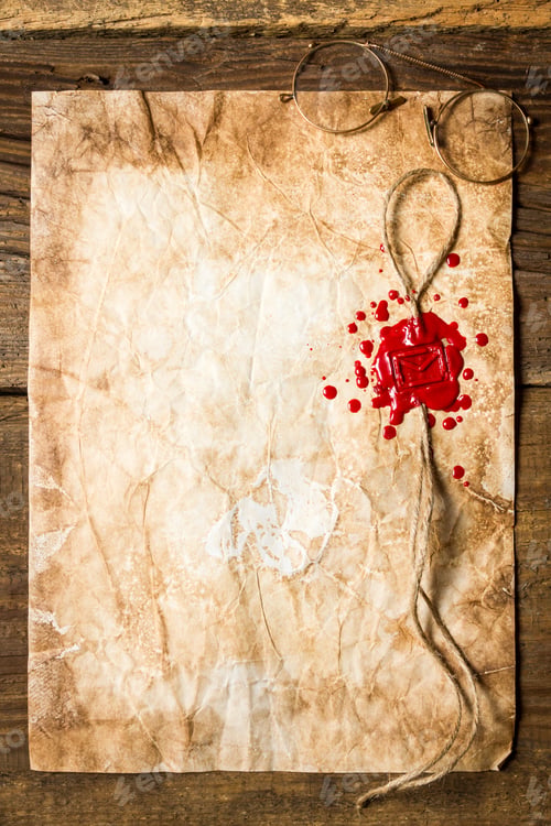 Preview: Vintage letter with sealant and glasses