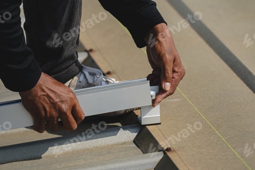 Preview: Install aluminum rails to support for solar cell panels.
