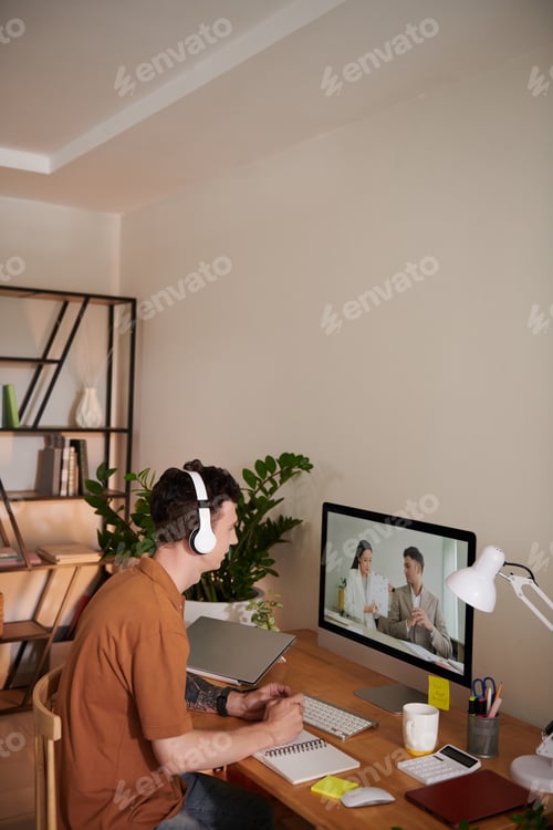 Preview: Man Attending Online Meeting