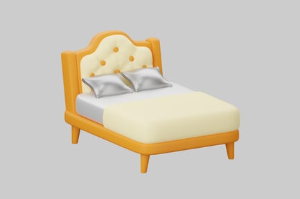 Preview: Modern bed with yellow frame and headboard