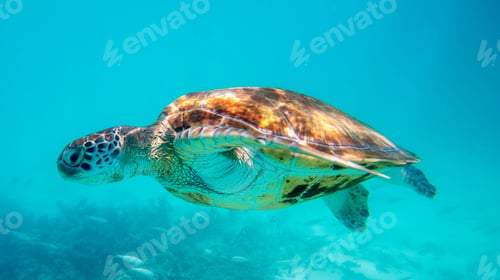 Preview: Turtle swimming underwater in ocean