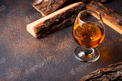 Preview: Glass of cognac or whiskey.