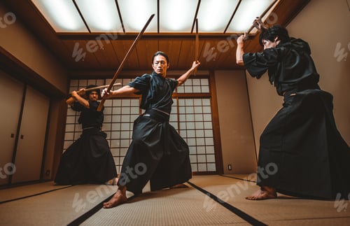 Preview: Samurai training in a traditional dojo, in Tokyo