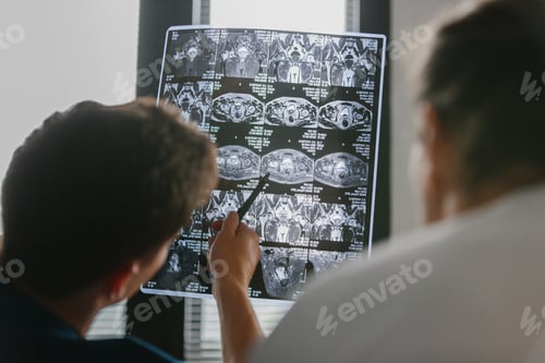 Preview: Physician explaining an X-ray to a patient during a consultation.