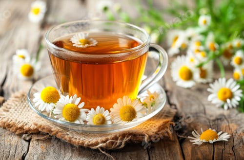 Preview: A Cup of Chamomile Tea on a Wooden Table