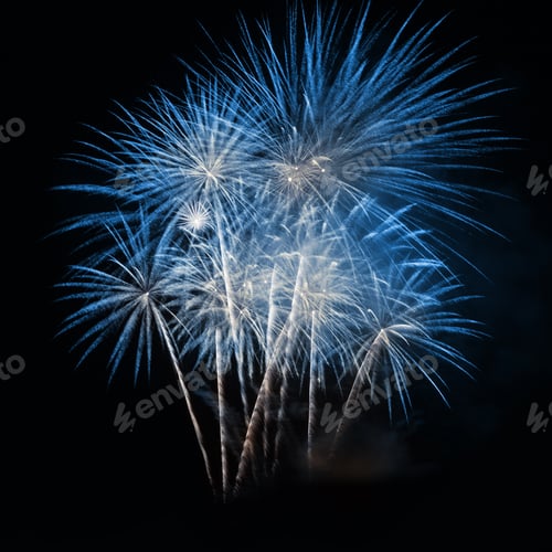 Preview: Blue fireworks in the night sky