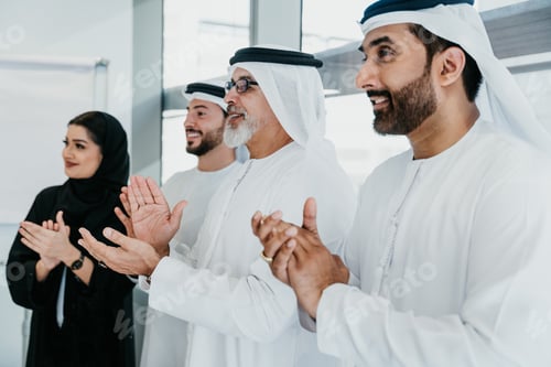Preview: Group of middle-eastern corporate business people meeting in the office