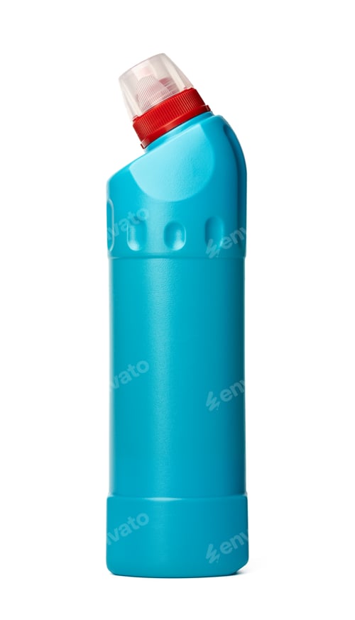 Preview: Blue plastic bottle of liquid detergent isolated on white