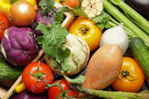 Preview: Many fresh ripe vegetables as background. Organic food