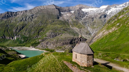 Preview: Sacred Heart Chapel near Pasterzenhaus ,Austria aerial drone view