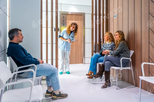Preview: Nurse checking the list of patients in the waiting room