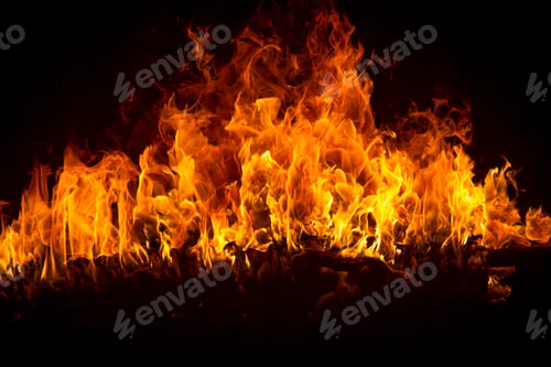 Preview: Blazing flames on black background