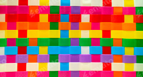 Preview: Colorful weave pattern background of recycled plastic basket, recycle concept