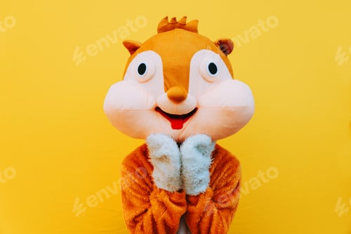 Preview: Squirrel character mascot has a message for humanity. Environmental concept about animal rights
